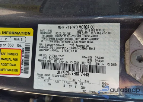 2014 Lincoln Mkz Hybrid из США, поврежденный, VIN 3LN6L2LU9ER817448